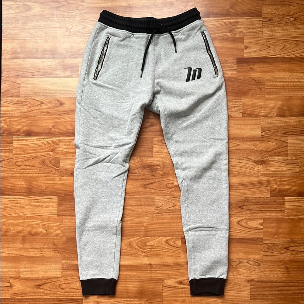 Gray and Black Joggers with Tapered Cuffs